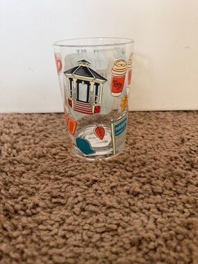 NWT Gilmore Girls Hallmark Illustrated Glass Tumbler with Multicolor Design